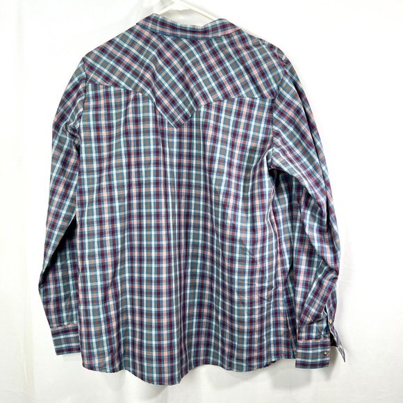 Men's Wrangler Pearl Snap Button Plaid "Wrancher" Western Shirt Sz XL - Picture 3 of 10